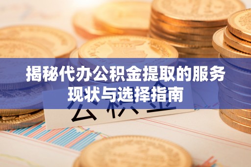 玉树揭秘代办公积金提取的服务现状与选择指南