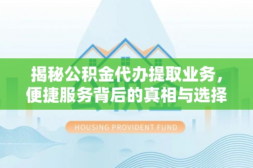 玉树揭秘公积金代办提取业务，便捷服务背后的真相与选择