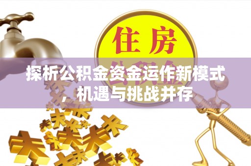 玉树探析公积金资金运作新模式，机遇与挑战并存