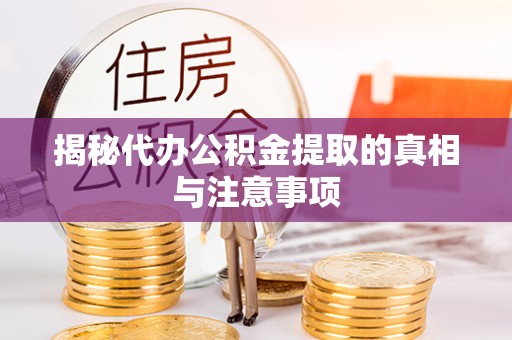 玉树揭秘代办公积金提取的真相与注意事项